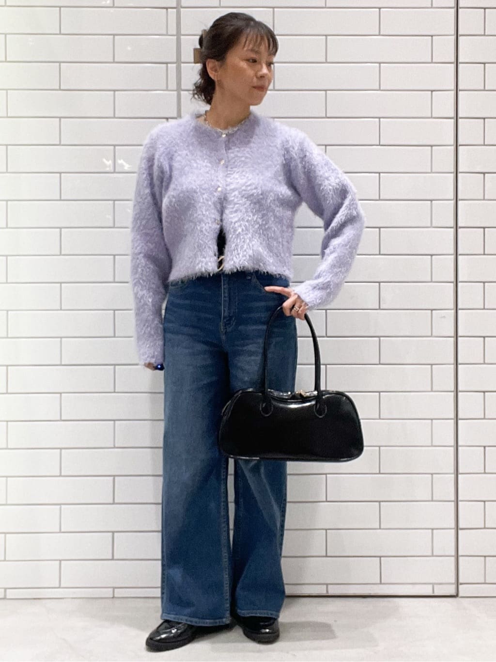 oiさんの「OPAQUE.CLIP｜シャギーショートカーディガン【洗濯機OK】《6col》」を使ったコーディネート
