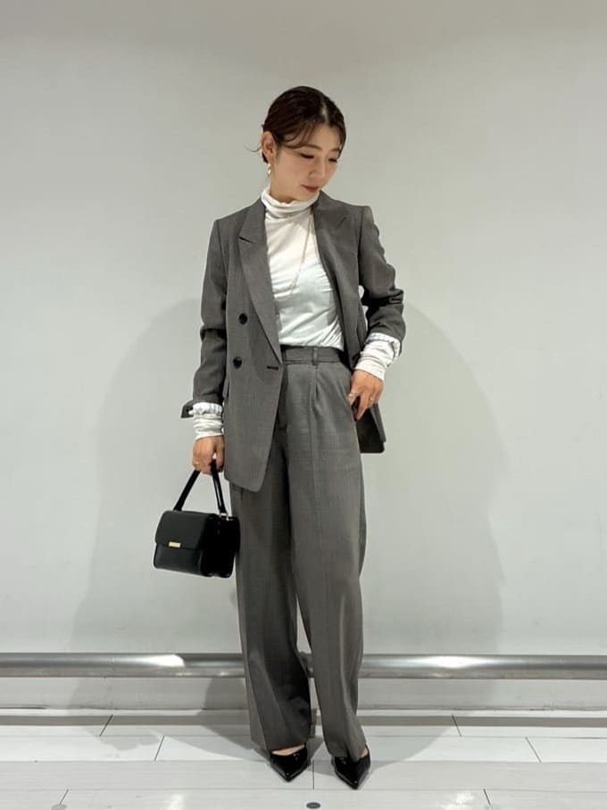 Rinさんの「UNTITLED｜【セットアップ可】ウールライク ダブルブレストジャケット」を使ったコーディネート