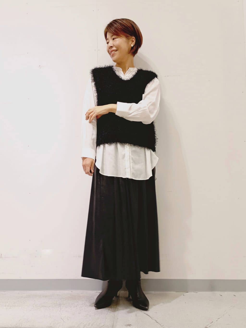 Kさんの「INDIVI｜フェザーモールニットベスト」を使ったコーディネート