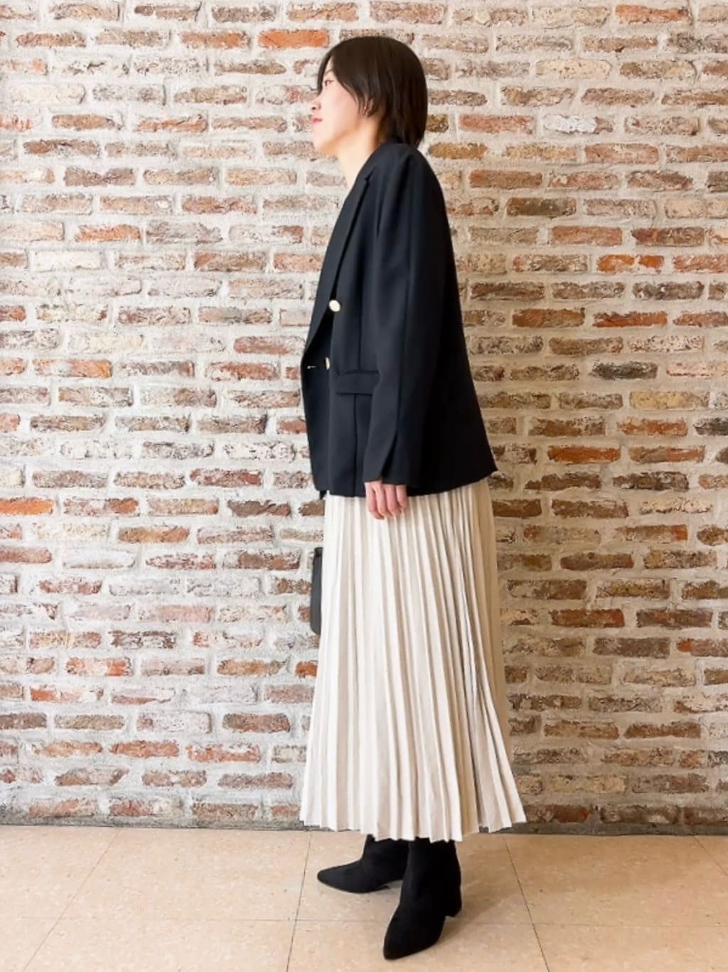 しばさんの「THE SHOP TK｜【今羽織るなら】ダブルブレストジャケット【セットアップ可/洗える】」を使ったコーディネート