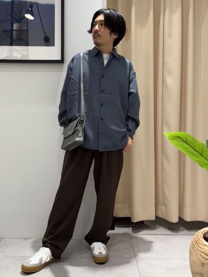 はさんの「THE SHOP TK｜チェック＆ストライプ アソート長袖シャツ【洗濯機OK】」を使ったコーディネート