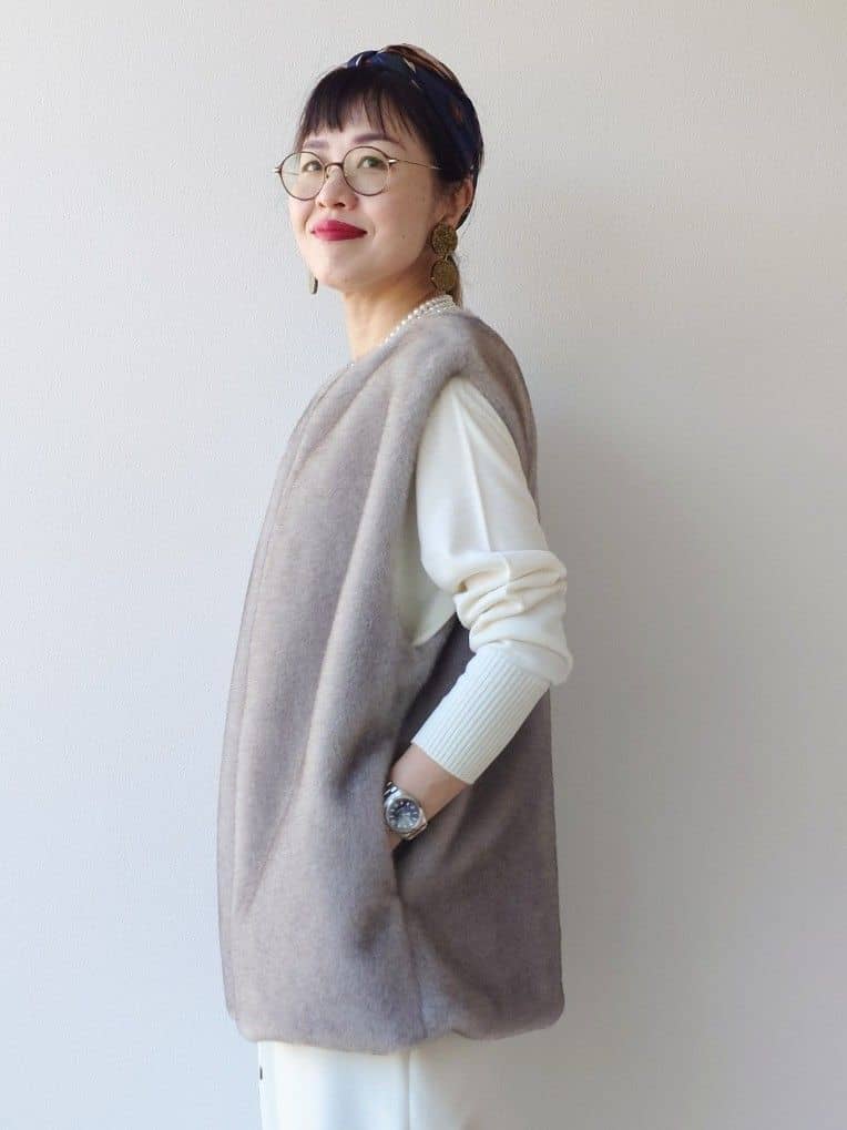 MUTSUKOさんの「UNTITLED｜【8色展開/体型カバー】魅せるタイムレスニット」を使ったコーディネート