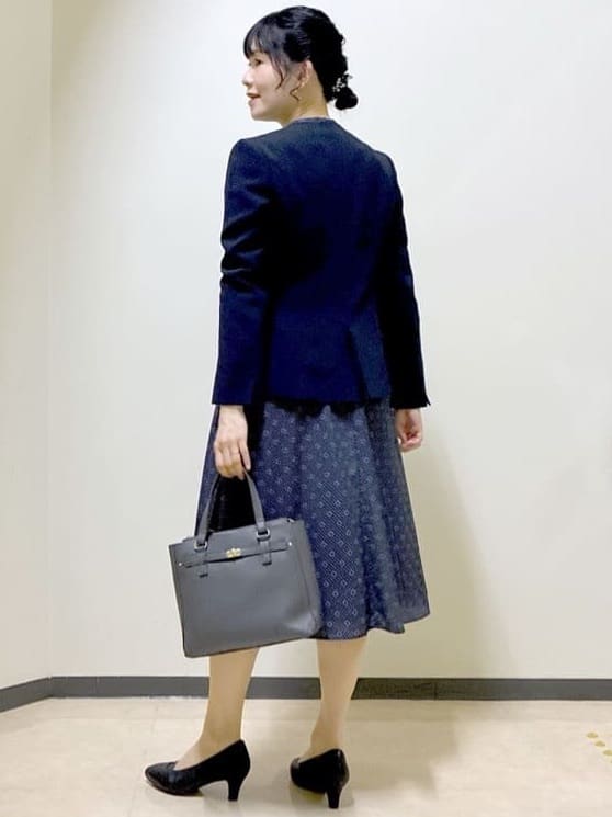  beni_gingerさんの「Reflect｜【きちんと見え／通勤／セレモニーにおすすめ◎】ドット&times;ダイヤ柄ワンピース」を使ったコーディネート