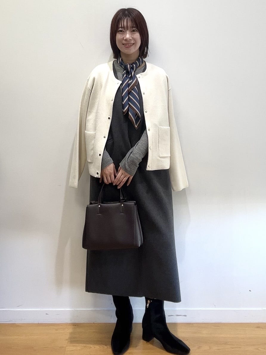 RINAさんの「OPAQUE.CLIP｜ウールライクジャンパードレス【洗濯機洗い可】」を使ったコーディネート