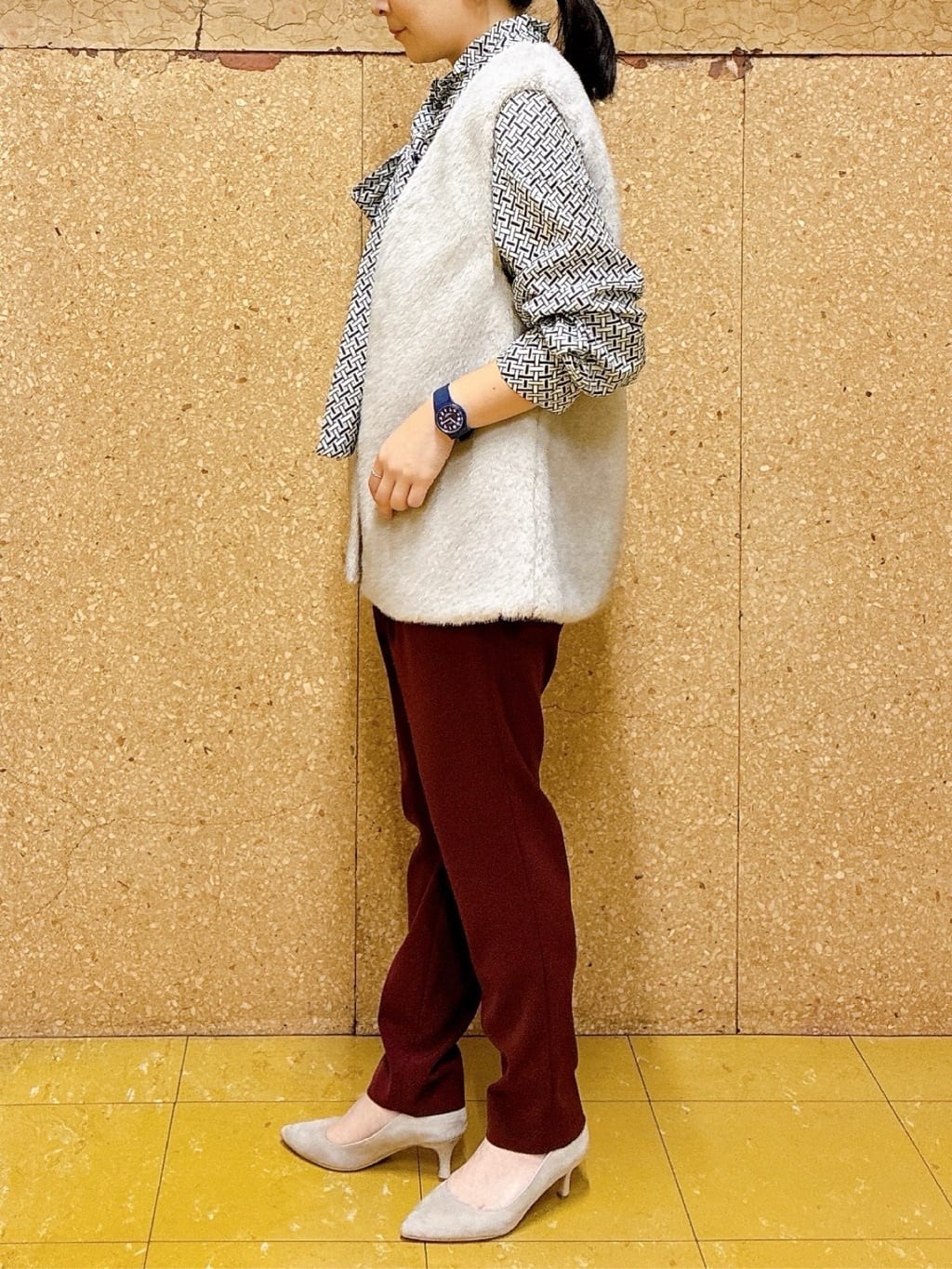 hattoriさんの「INDIVI｜ジオメプリントボウタイブラウス」を使ったコーディネート