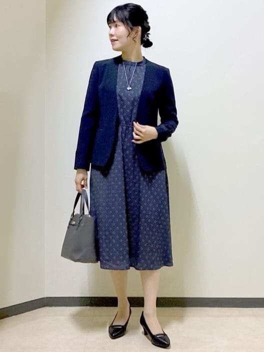  beni_gingerさんの「Reflect｜【きちんと見え／通勤／セレモニーにおすすめ◎】ドット&times;ダイヤ柄ワンピース」を使ったコーディネート
