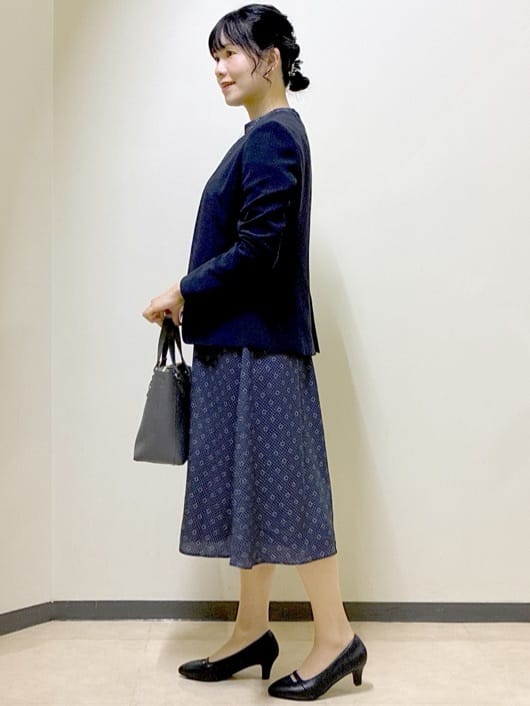  beni_gingerさんの「Reflect｜【きちんと見え／通勤／セレモニーにおすすめ◎】ドット&times;ダイヤ柄ワンピース」を使ったコーディネート