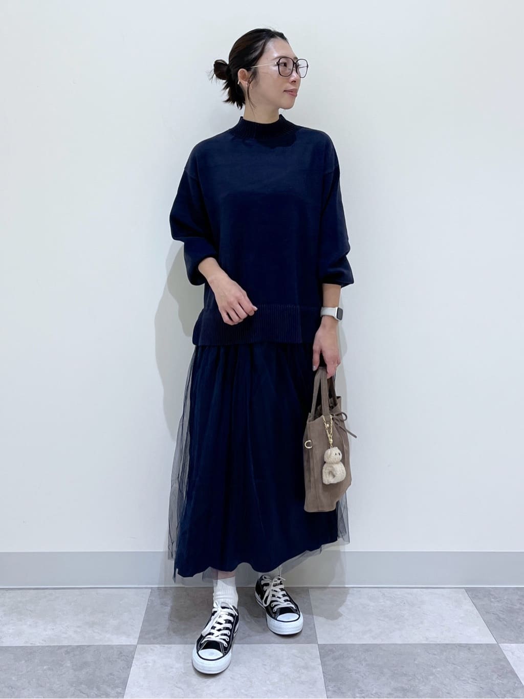 canaさんの「Dessin｜【洗える】ニットチュールドッキングワンピース」を使ったコーディネート