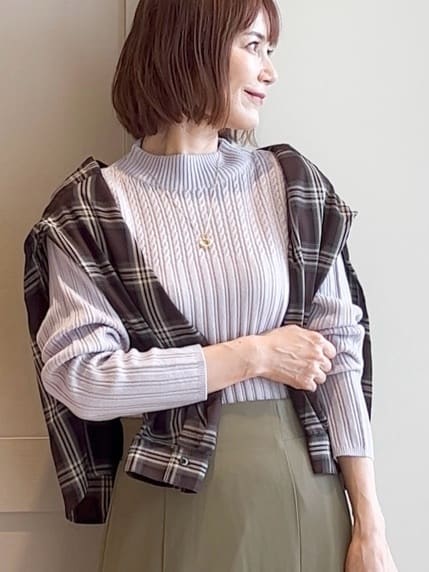 yamakoさんの「grove｜【毛玉軽減／洗える】ミニケーブルニット」を使ったコーディネート