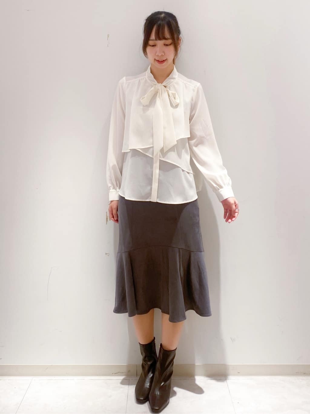 yurinaさんの「index｜アシンメトリーレイヤードボウタイブラウス【洗濯機OK／イージーアイロン／防シワ】《XS～3L》」を使ったコーディネート