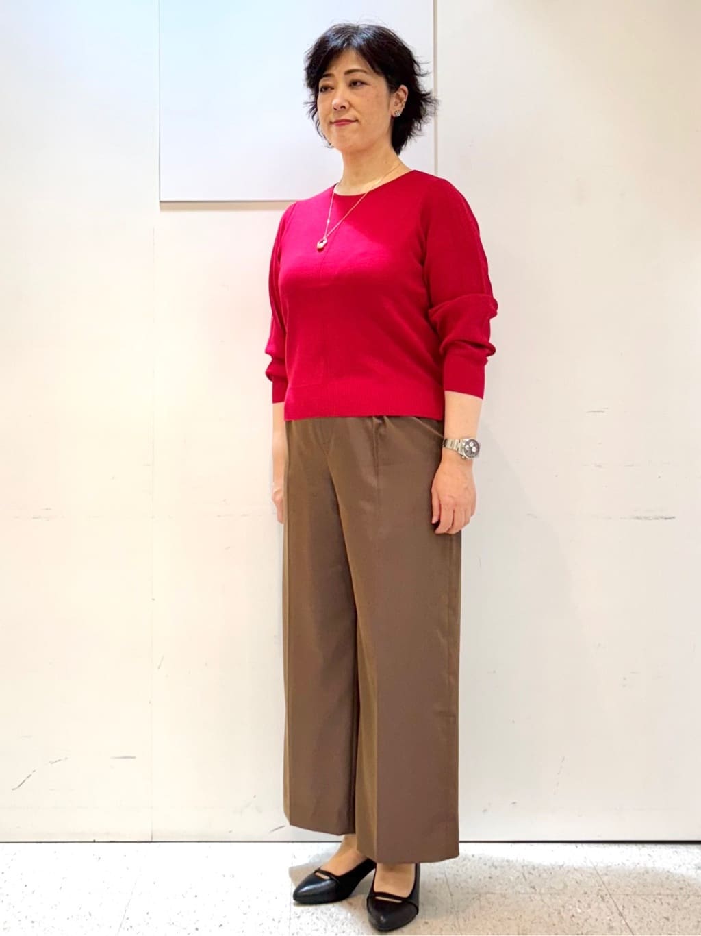 ヤスコさんの「Reflect｜【選べる6色／長く着られる◎】ボートネックニット」を使ったコーディネート