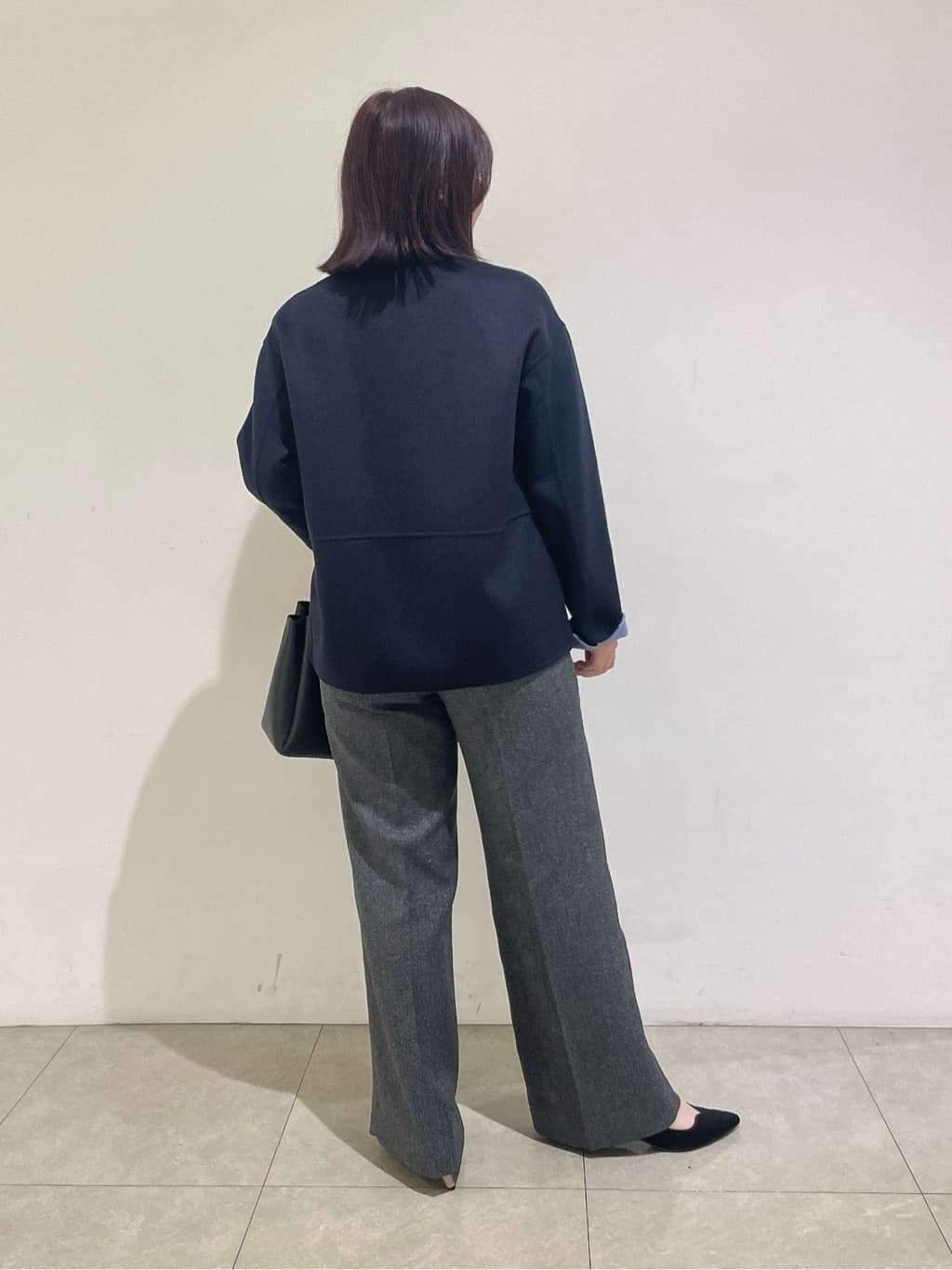 emikaさんの「INDIVI｜【配色デザイン／ショート丈】ウールリバー ノーカラーコート」を使ったコーディネート