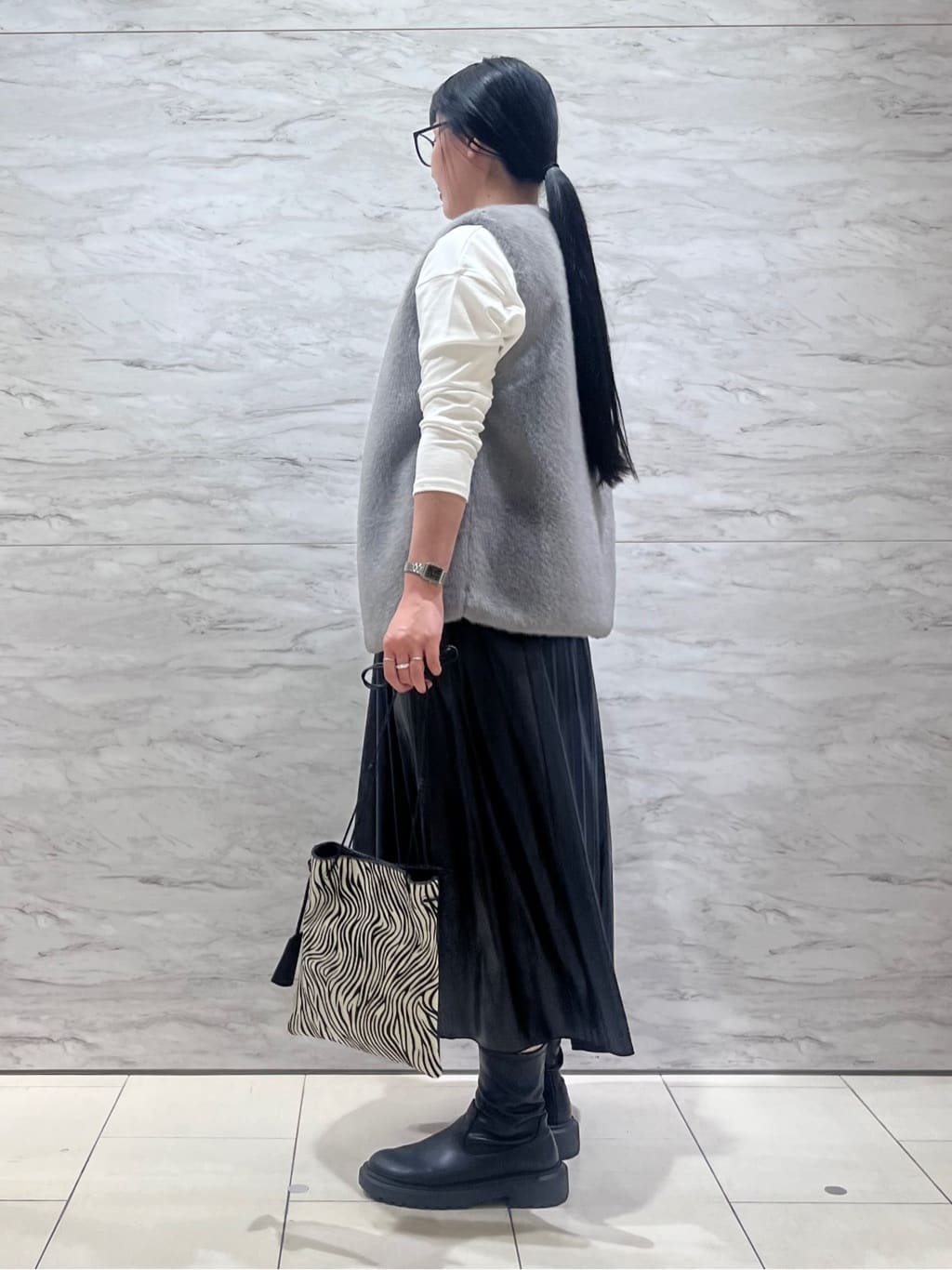 hasuさんの「INDIVI｜ミンク調フェイクファージレ」を使ったコーディネート