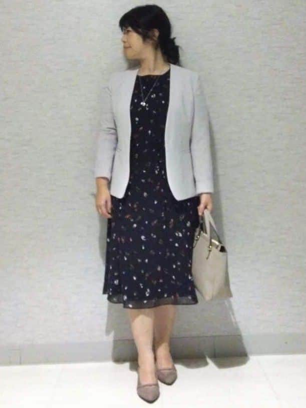 sakoさんの「Reflect｜【SS-4Lサイズ／通勤／セットアップ可】ノーカラージャケット」を使ったコーディネート
