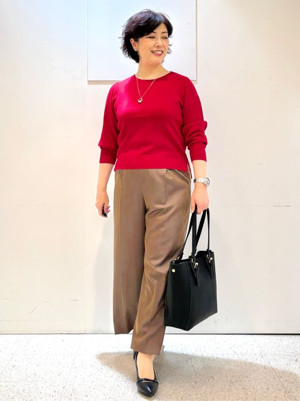 ヤスコさんの「Reflect｜【選べる6色／長く着られる◎】ボートネックニット」を使ったコーディネート