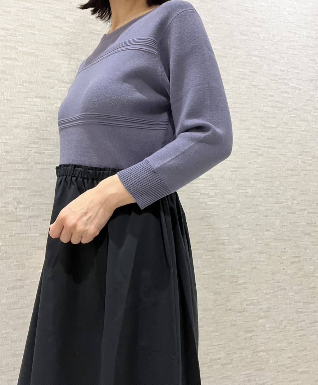 marikoさんの「Reflect｜【一枚で着映える◎／セットアップ可】ニット&times;タフタドッキングワンピース」を使ったコーディネート