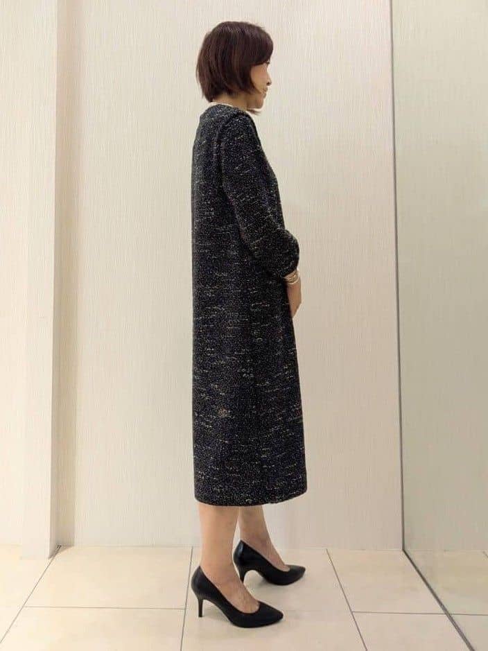 u-macoさんの「UNTITLED｜【洗える/ストレッチ】ツイードジャージワンピース」を使ったコーディネート