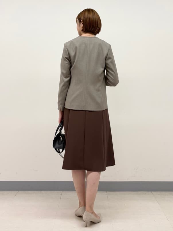 まいこさんの「INDIVI｜【洗える／通勤／スーツ】メランジストレッチ ノーカラージャケット」を使ったコーディネート