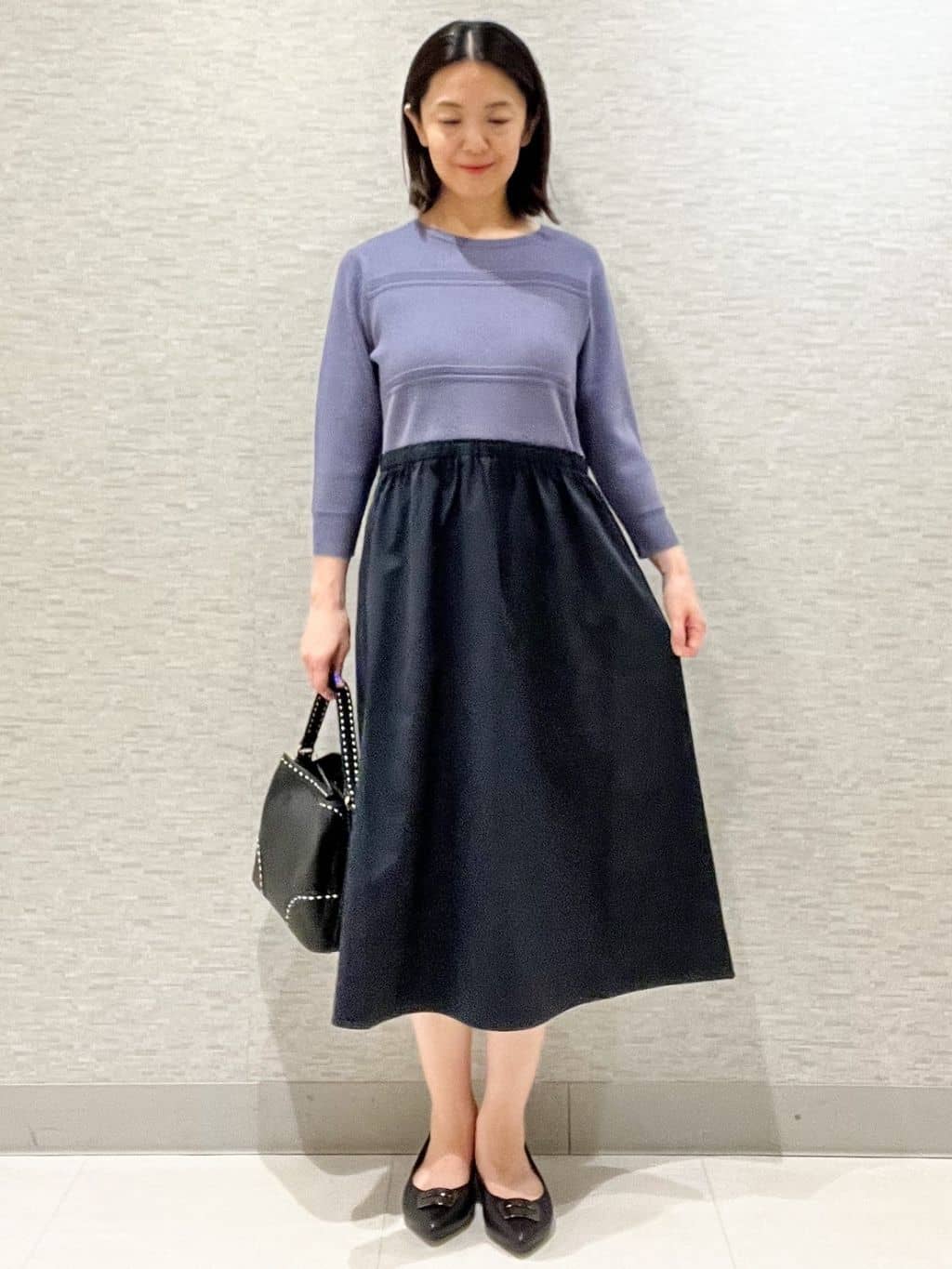 marikoさんの「Reflect｜【一枚で着映える◎／セットアップ可】ニット&times;タフタドッキングワンピース」を使ったコーディネート