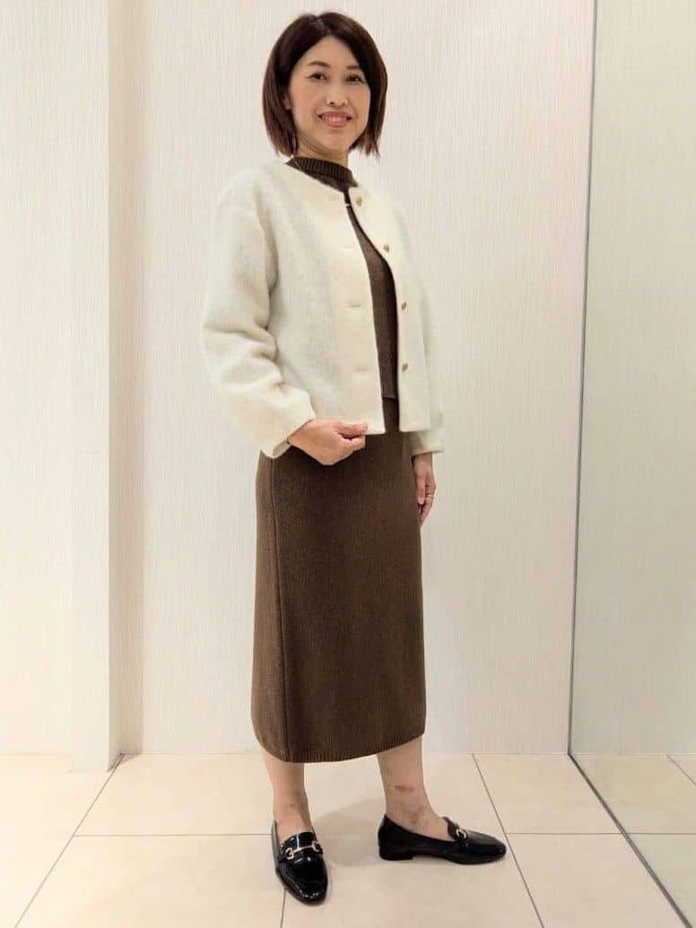 u-macoさんの「UNTITLED｜【セットアップ可/ゆったり】ウール混ラメニット」を使ったコーディネート