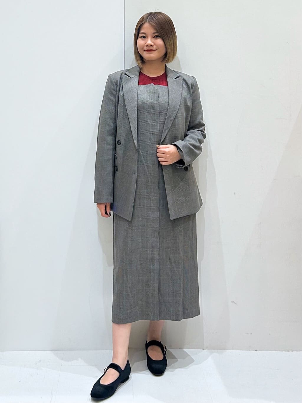 suzukaさんの「OPAQUE.CLIP｜グレンチェックキャミワンピース／セットアップ対応可【洗濯機OK】」を使ったコーディネート