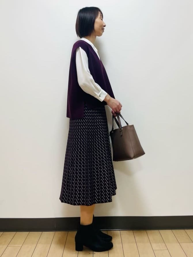 Riiさんの「Reflect｜【配色ボウタイ付き】八分袖ジョーゼットブラウス」を使ったコーディネート