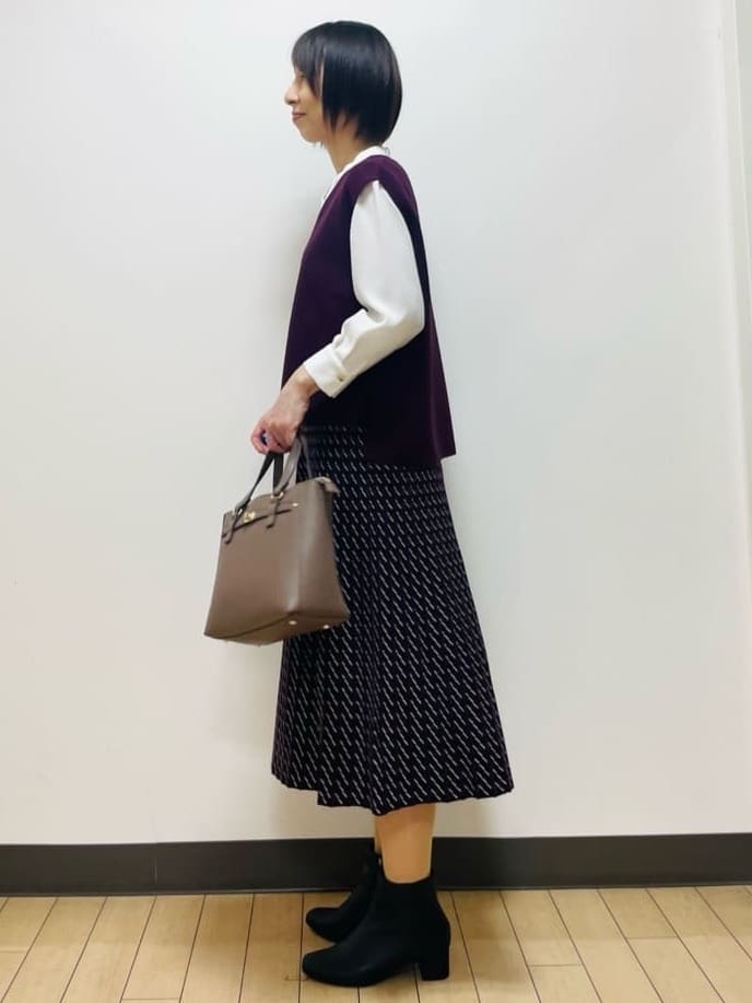 Riiさんの「Reflect｜【配色ボウタイ付き】八分袖ジョーゼットブラウス」を使ったコーディネート