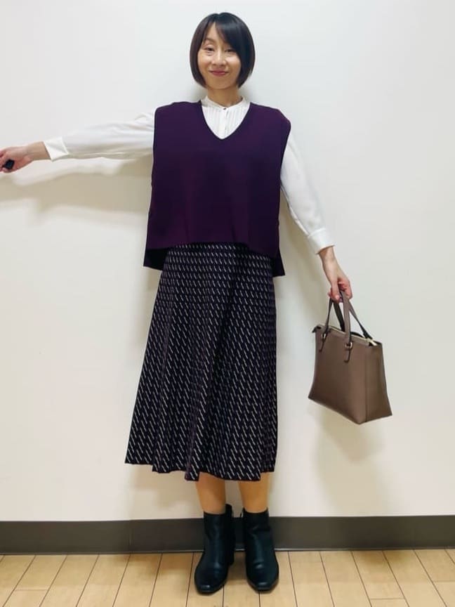 Riiさんの「Reflect｜【配色ボウタイ付き】八分袖ジョーゼットブラウス」を使ったコーディネート