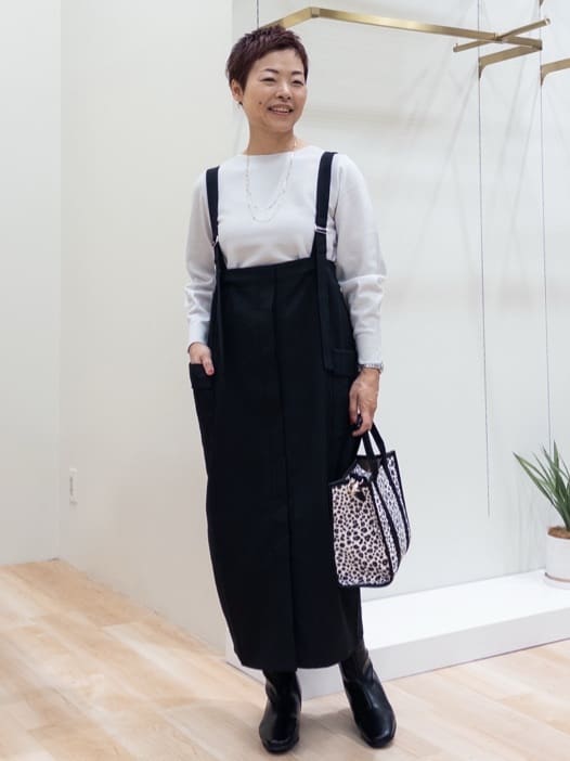 シュウコさんの「grove｜【最終お値下げ！】ガーターボートネックプルオーバー【洗える/毛玉軽減】」を使ったコーディネート