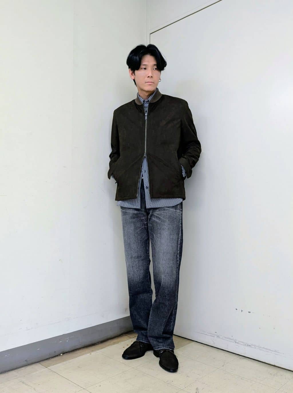 ryoさんの「TAKEO KIKUCHI｜アマレッタ（R）スウェード MA－1 ブルゾン」を使ったコーディネート