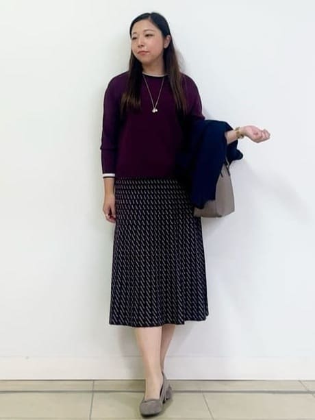 chisaさんの「Reflect｜【WEB先行カラーあり／セットアップ可】幾何調柄ニットスカート」を使ったコーディネート