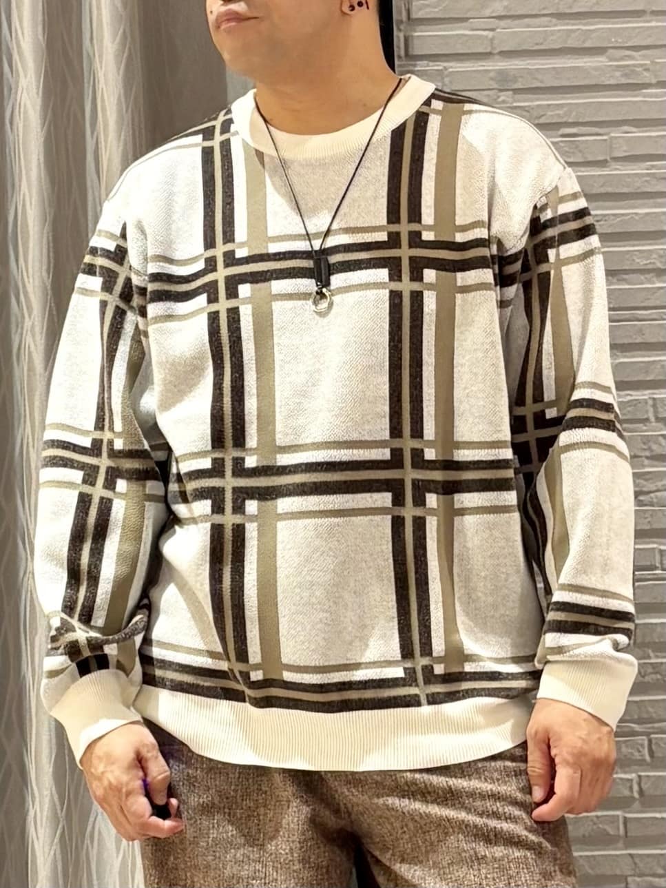 Pーyamaさんの「THE SHOP TK｜チェックジャカードニット【洗濯機OK】」を使ったコーディネート