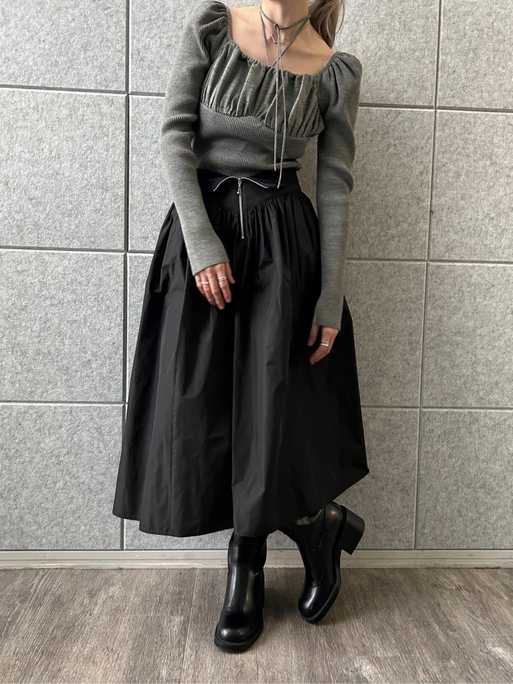 honoka Aさんの「CODE A｜femi gather rib knit」を使ったコーディネート
