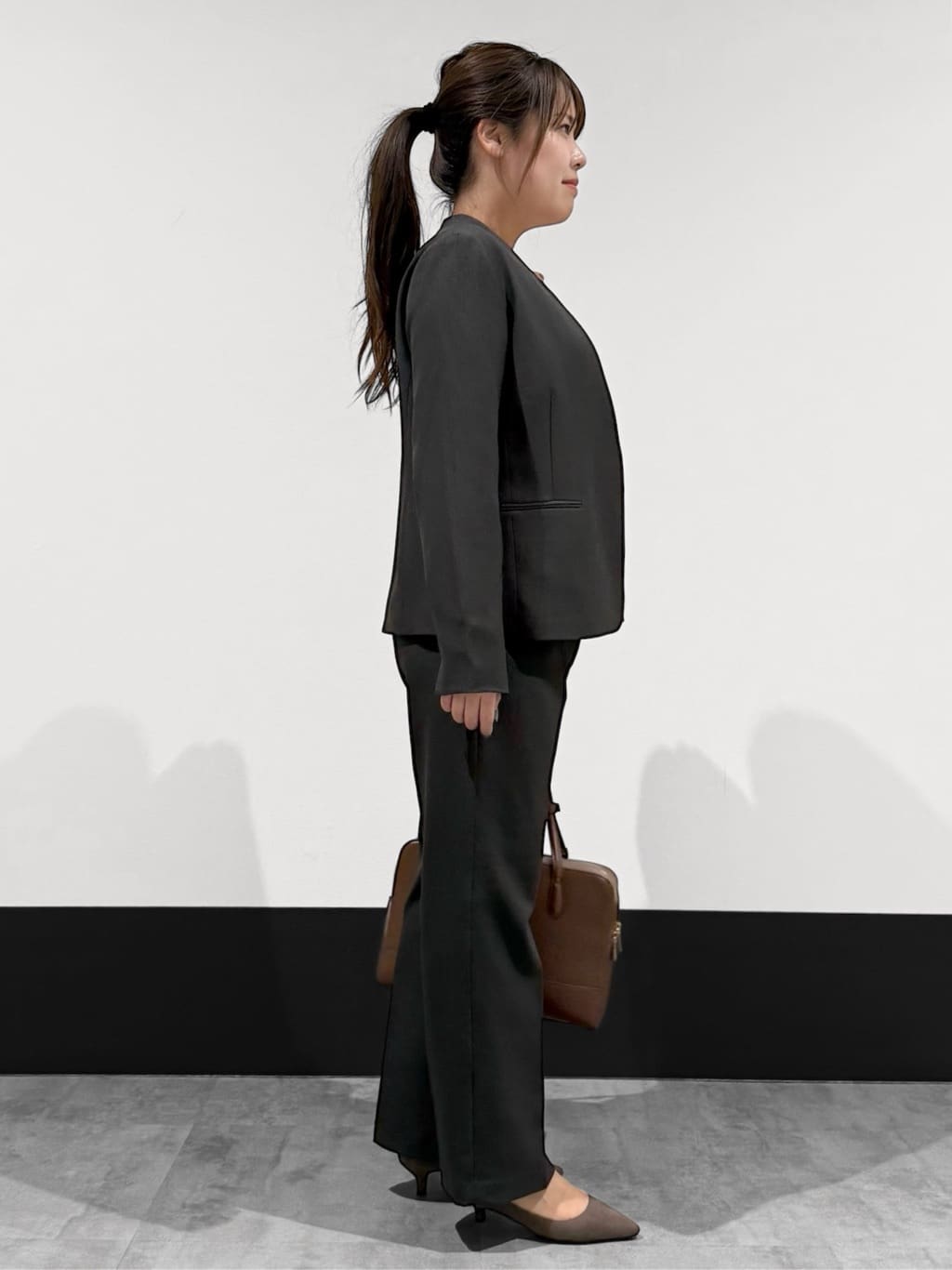 macchaさんの「THE SHOP TK｜ビジネスノーカラージャケット【セットアップ可/洗える】/CAVIANシリーズ」を使ったコーディネート