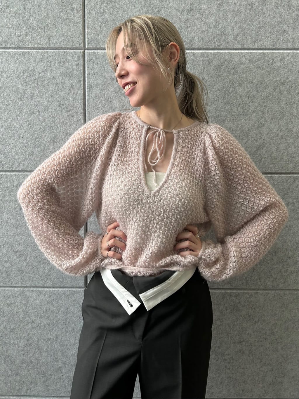 honoka Aさんの「CODE A｜2way sheer mohair pullover」を使ったコーディネート