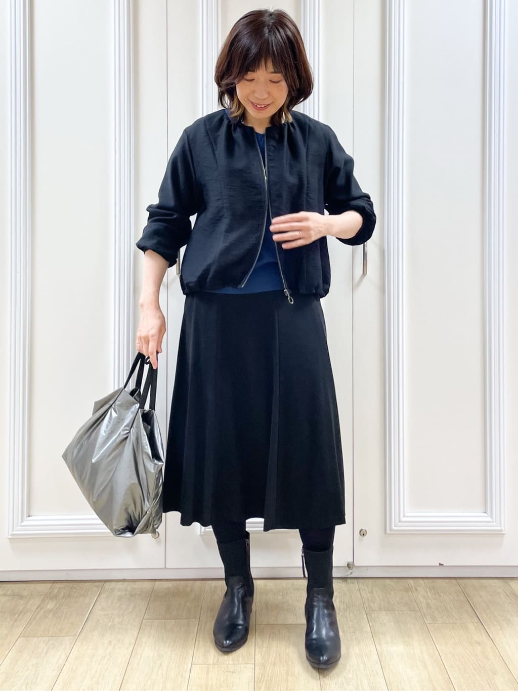 めいさんの「Reflect｜【ライトアウター／ゆったり羽織れる／気軽な羽織りに◎】ライトブルゾン」を使ったコーディネート