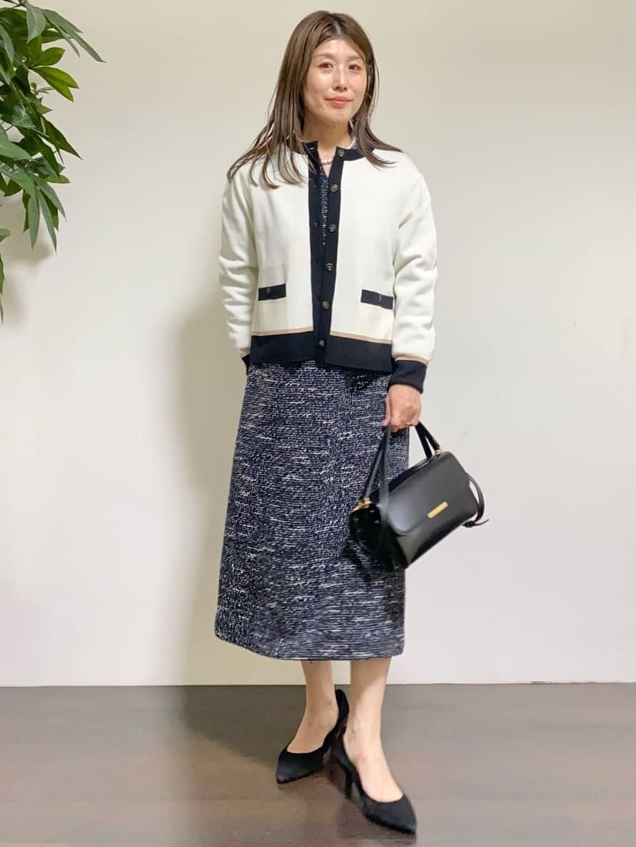 tomoさんの「UNTITLED｜【洗える/ストレッチ】ツイードジャージワンピース」を使ったコーディネート