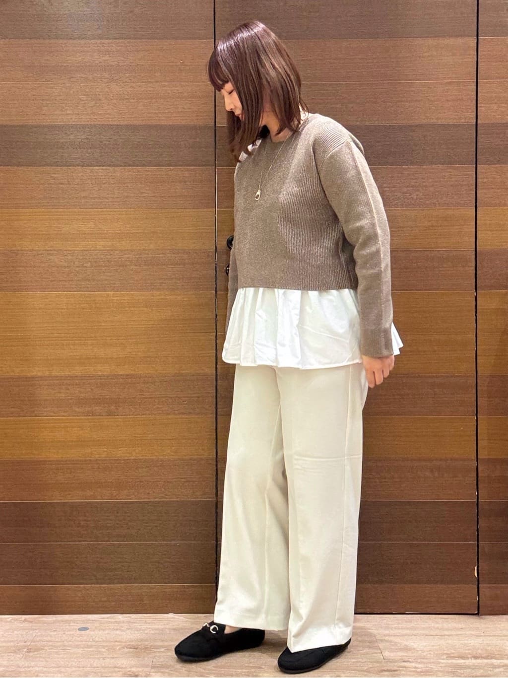 yumeさんの「OPAQUE.CLIP｜《ツインセット》ショートラメニット&times;フレアタンクトップ【洗濯機OK】」を使ったコーディネート