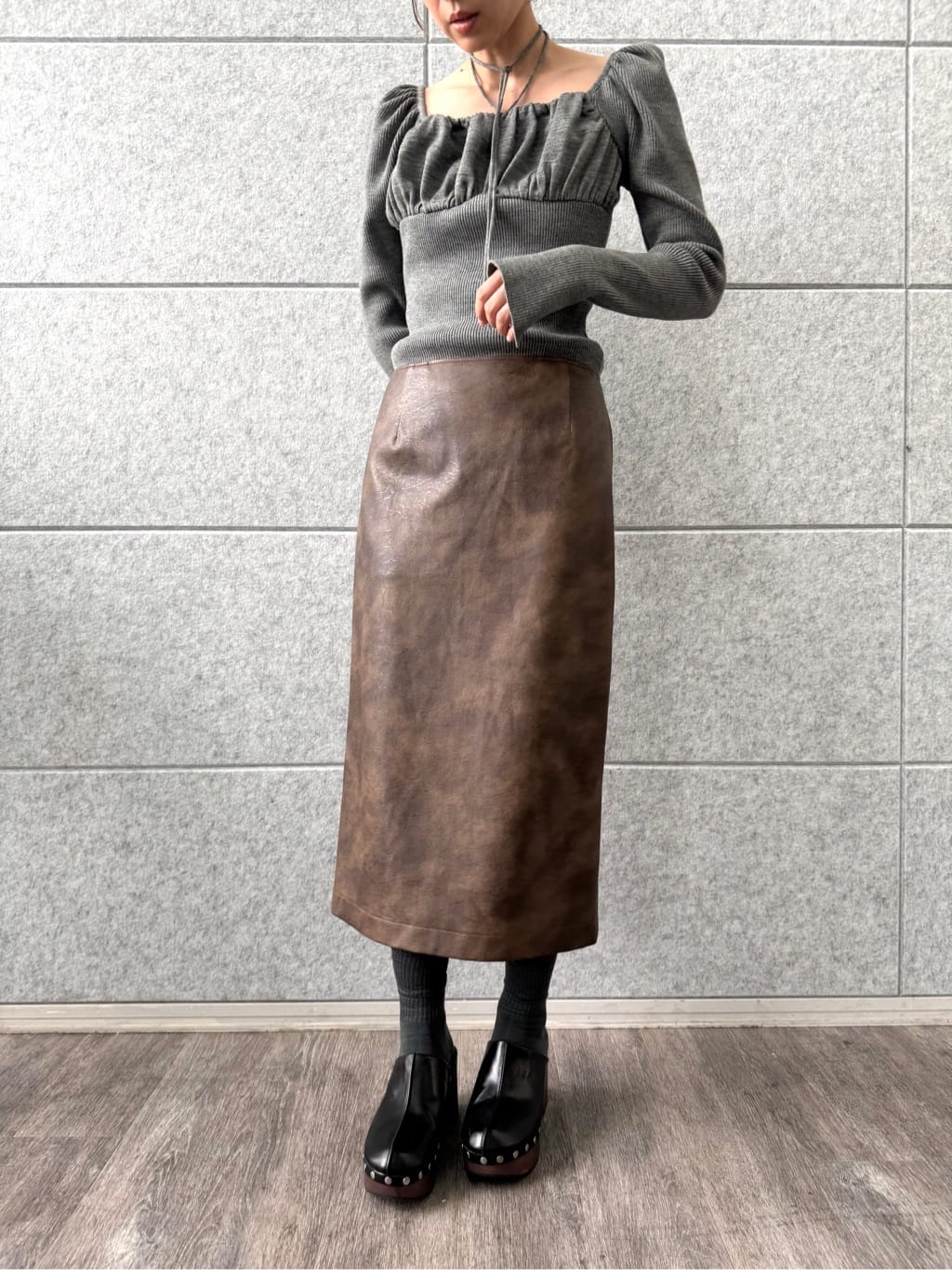 designer yukaさんの「CODE A｜femi gather rib knit」を使ったコーディネート