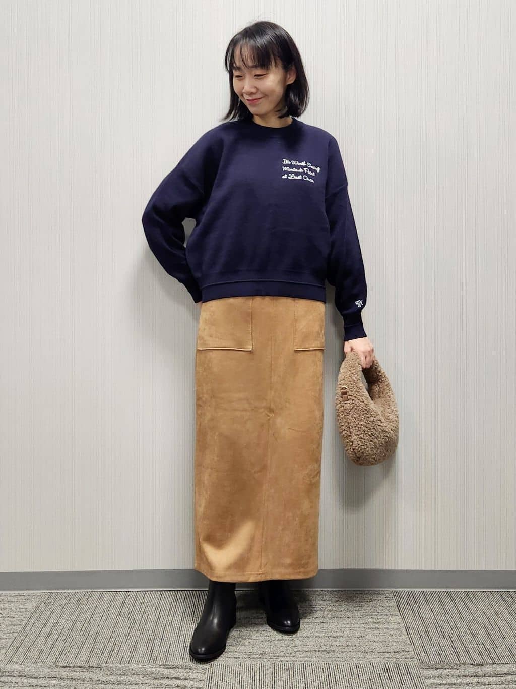 naraさんの「Dessin｜【セットアップ可・洗える】マシュマロスウェードスカート」を使ったコーディネート