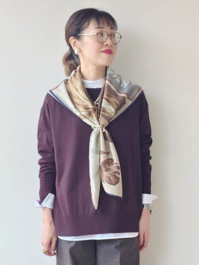MUTSUKOさんの「UNTITLED｜【8色展開/体型カバー】魅せるタイムレスニット」を使ったコーディネート