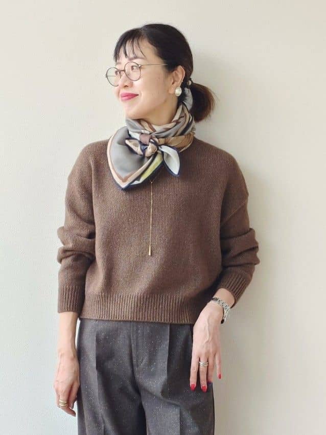 MUTSUKOさんの「UNTITLED｜【セットアップ可/ゆったり】ウール混ラメニット」を使ったコーディネート
