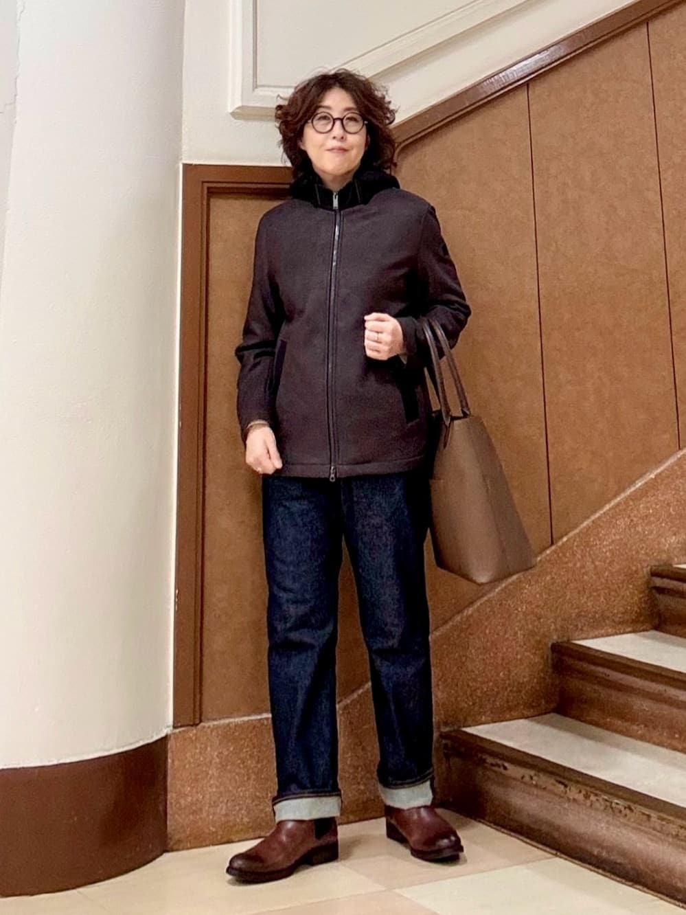のぐみさんの「TAKEO KIKUCHI｜【JUST ONE LAYER】ダウンファブリック ジップアップ フード ブルゾン」を使ったコーディネート