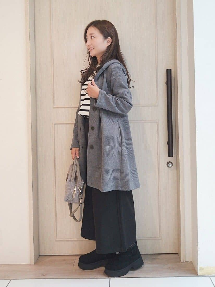 mi-saさんの「SHOO･LA･RUE｜【高レビュー/体型カバー】しながらスマートに魅せる ラインジャカードコーディガン」を使ったコーディネート