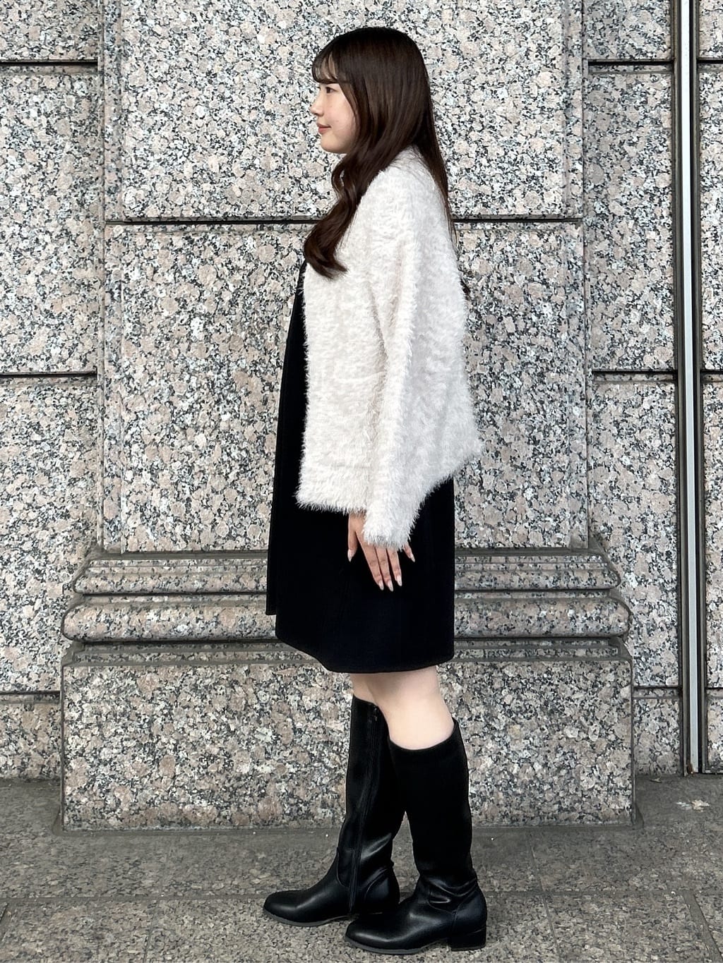 sayaさんの「OPAQUE.CLIP｜シャギーミドルカーディガン【洗濯機OK】《6col》」を使ったコーディネート