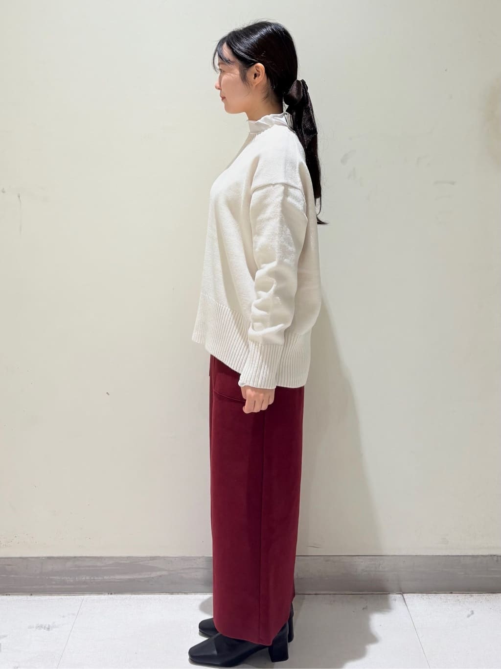 きみさんの「OPAQUE.CLIP｜ウールライクメルトンノーカラーコート【洗濯機洗い可】」を使ったコーディネート