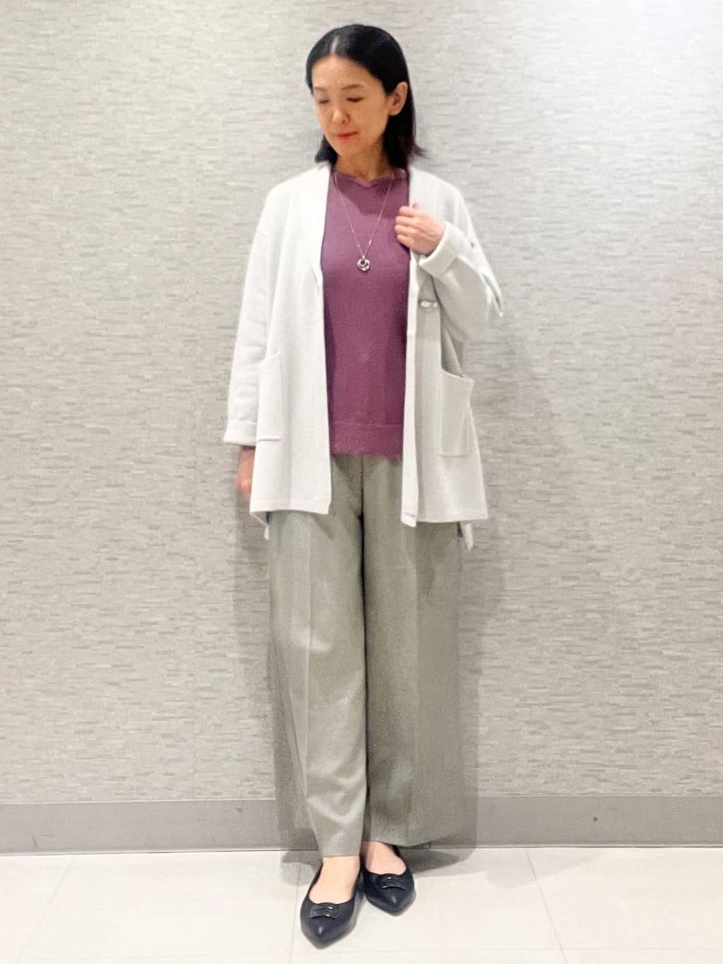 marikoさんの「Reflect｜【ライトアウター／気軽な羽織に◎】オフボディカーディガン」を使ったコーディネート