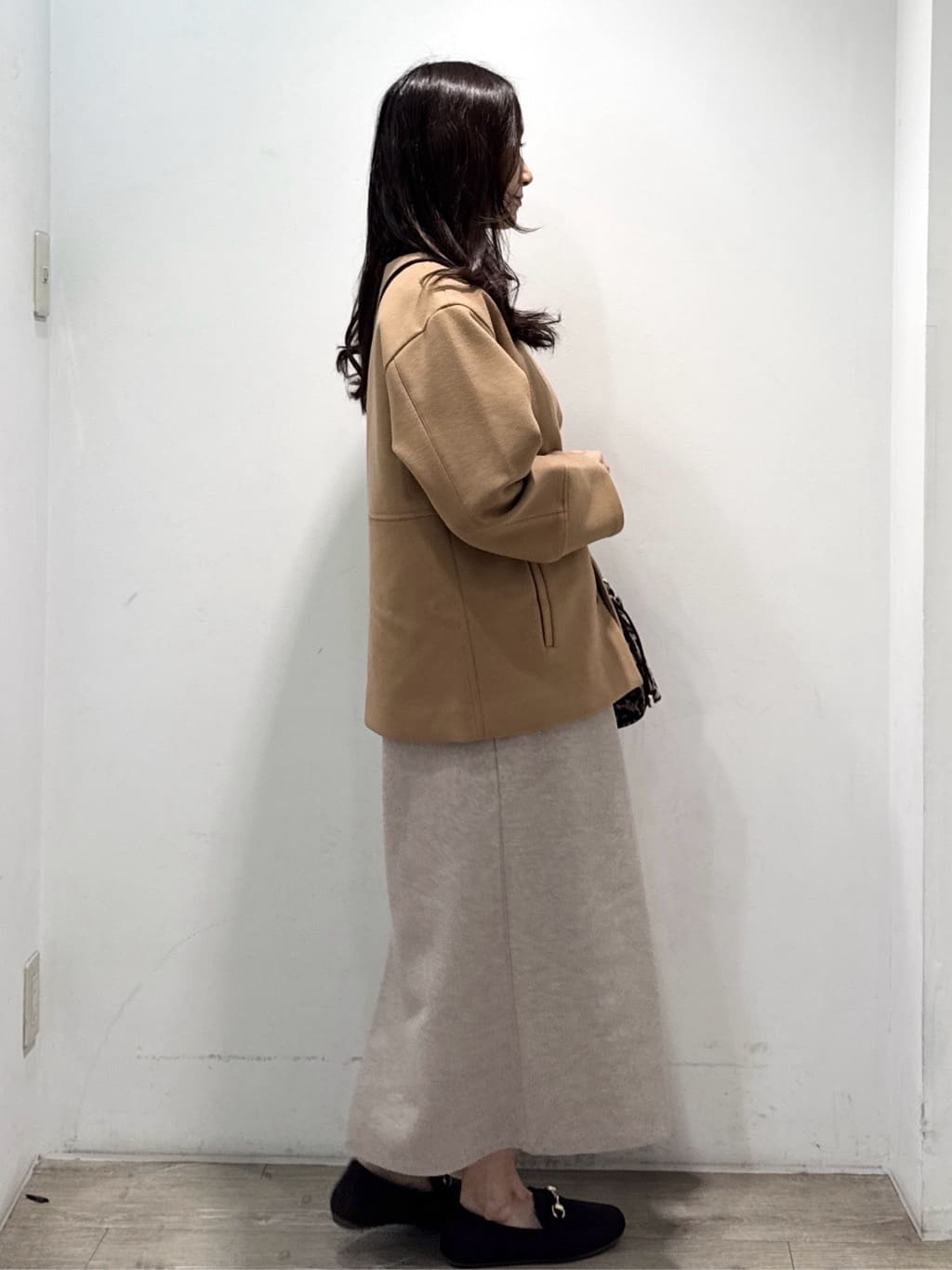 yuicciさんの「OPAQUE.CLIP｜ウールライクメルトンノーカラーコート【洗濯機洗い可】」を使ったコーディネート