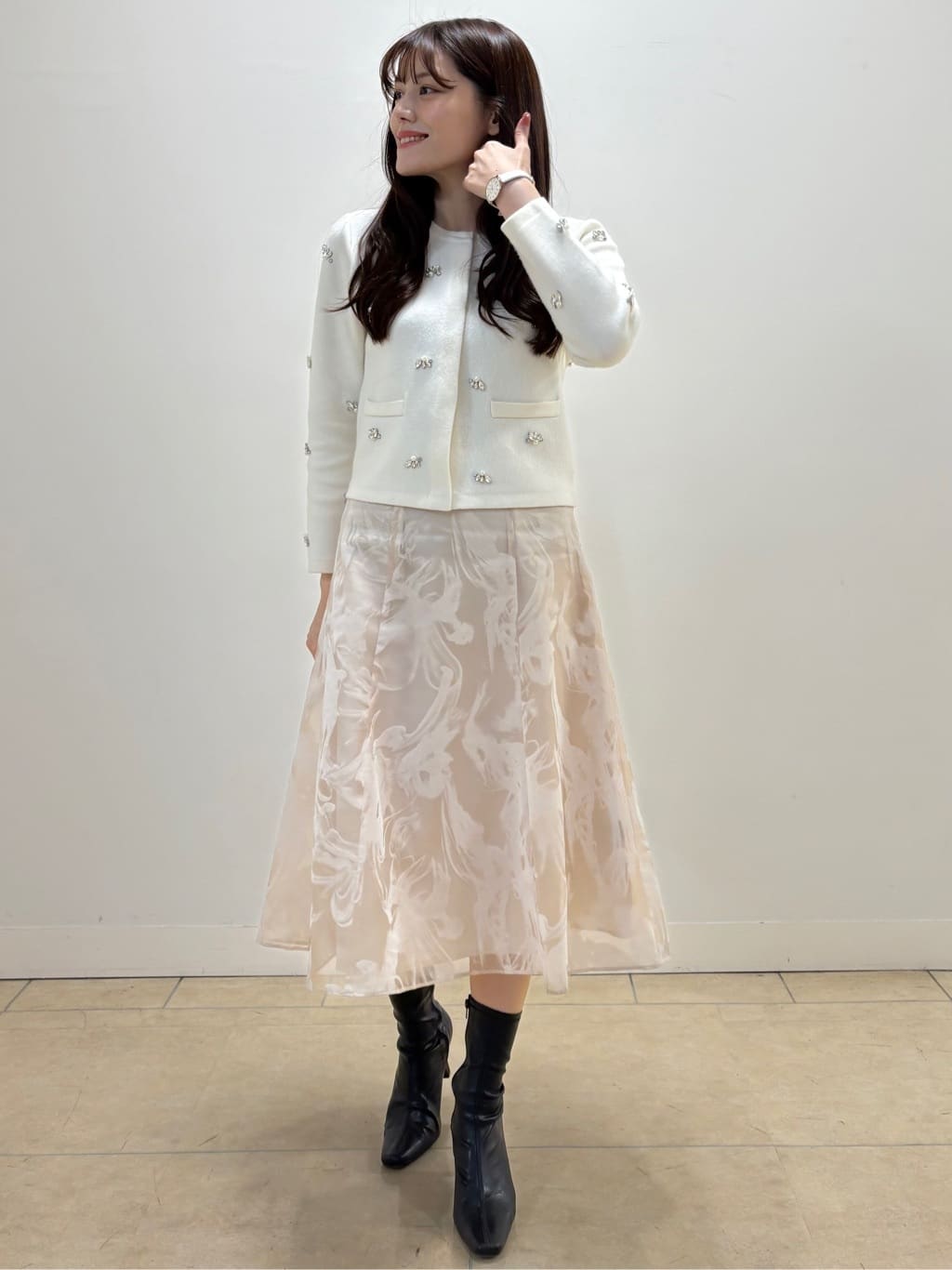 sayaさんの「COUP DE CHANCE｜【手洗い可／日本製】フラワー柄プリントスカート」を使ったコーディネート