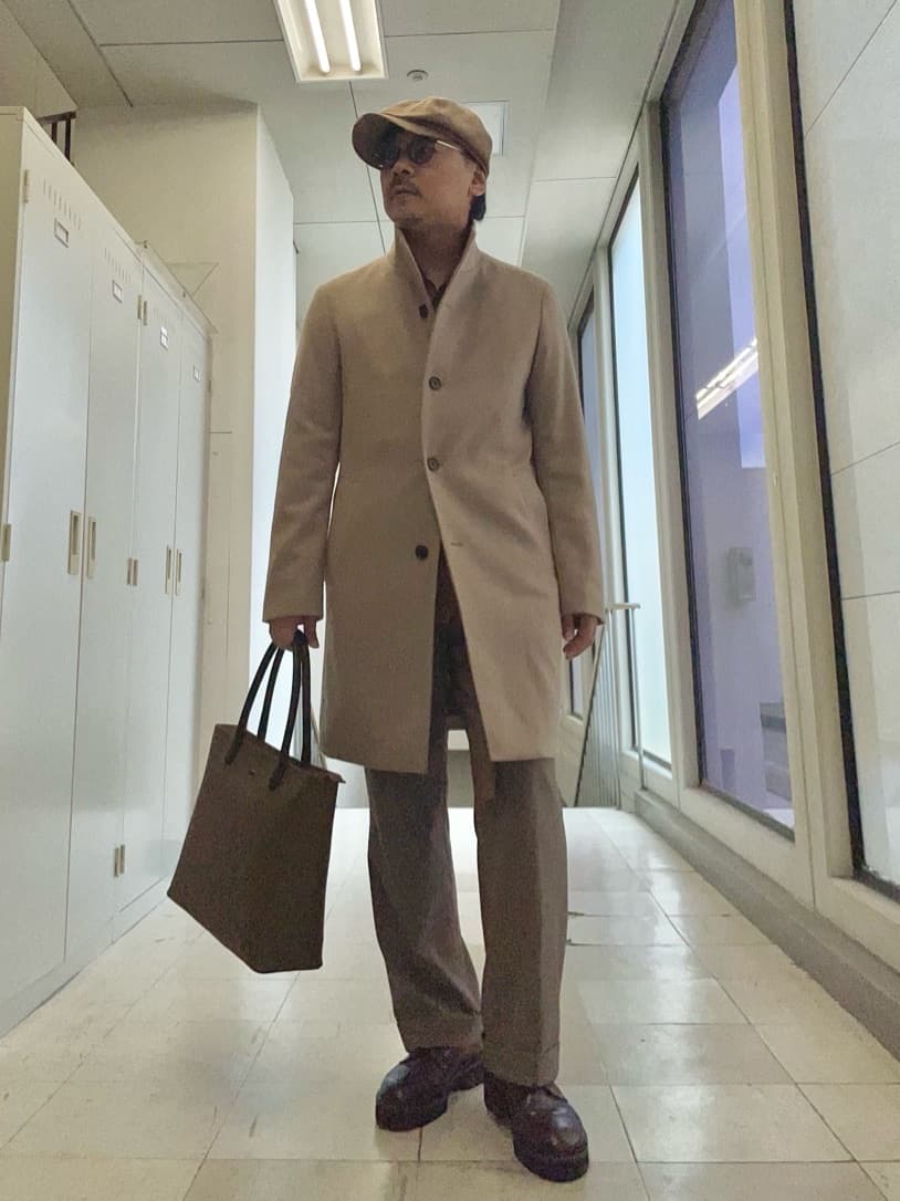 MAKOTO AIさんの「TAKEO KIKUCHI｜【ウールカシミヤブレンド】ビーバー調 スタンドカラー コート」を使ったコーディネート
